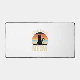 Lebe Liebe Miau Vintage-Katze Sonnenuntergang Desi Schreibtischunterlage