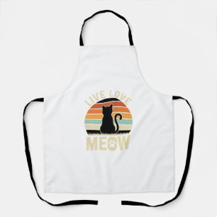 Lebe Liebe Miau Vintage-Katze Sonnenuntergang Desi Schürze