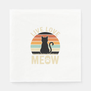 Lebe Liebe Miau Vintage-Katze Sonnenuntergang Desi Serviette