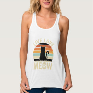 Lebe Liebe Miau Vintage-Katze Sonnenuntergang Desi Tank Top
