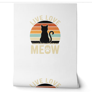 Lebe Liebe Miau Vintage-Katze Sonnenuntergang Desi Tapete