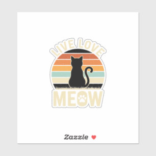 Lebe Liebe Mieze Vintage-Katze-Sonnenuntergangs-De Aufkleber