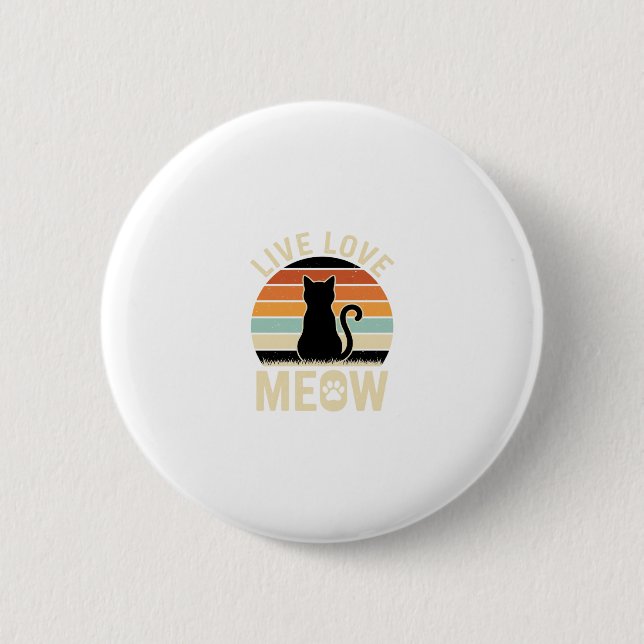 Lebe Liebe Mieze Vintage-Katze-Sonnenuntergangs-De Button (Vorderseite)