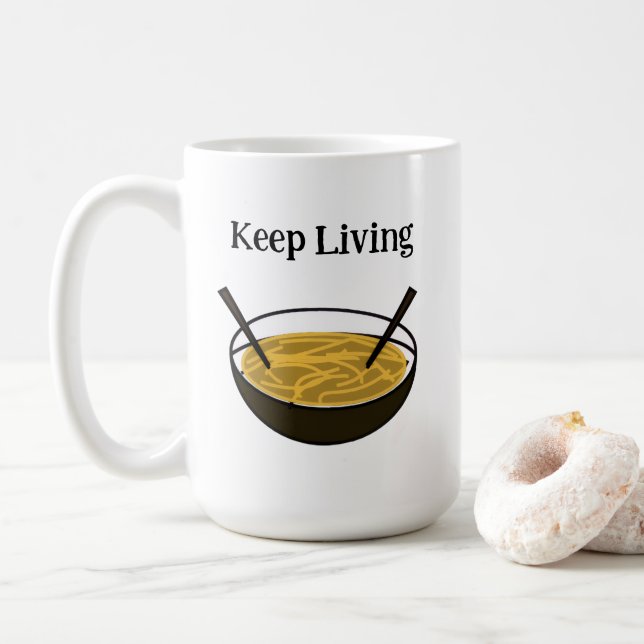 Lebe – Süßes positives Cartoon-Design Kaffeetasse (Mit Donut)
