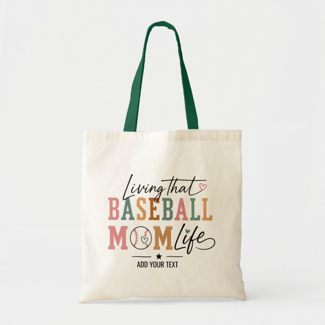 Leben als Baseball-Mutter im Retro-Sportstil Tragetasche (Vorne)