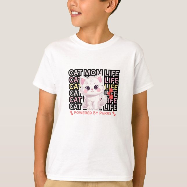 Leben als Katzenmutter lustig T-Shirt (Vorderseite)