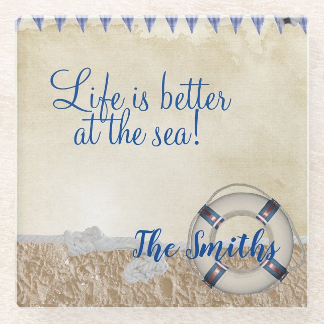 Leben am Sand Glasuntersetzer (Vorderseite)