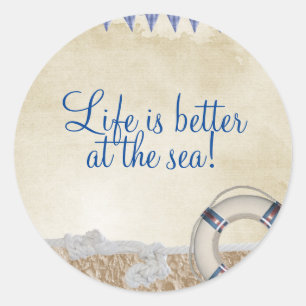 Leben am Sand Runder Aufkleber