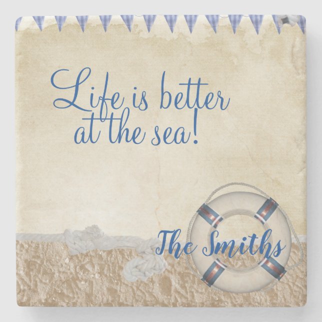 Leben am Sand Steinuntersetzer (Vorderseite)