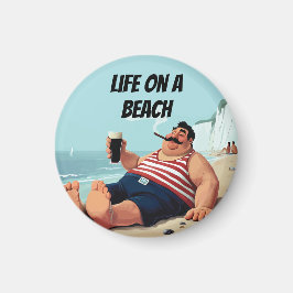 Leben am Strand, Mann rauchen Zigar und trinken Bi Magnet