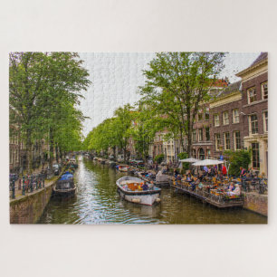 Leben auf dem Amsterdamer Kanal, Niederlande Puzzle