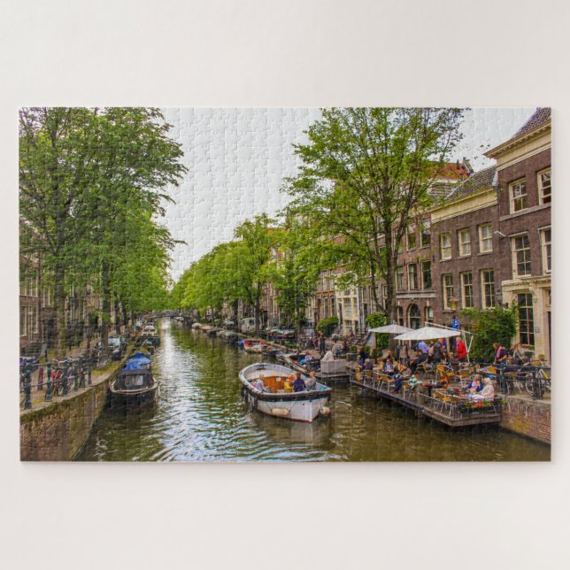 Leben auf dem Amsterdamer Kanal, Niederlande Puzzle (Horizontal)