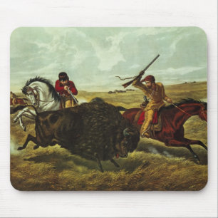 Leben auf dem Grasland - die Büffel-Jagd, 1862 Mousepad