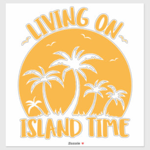 Leben auf der Insel Zeit Palmen und Sonnenuntergan Aufkleber