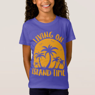 Leben auf der Insel Zeit Palmen und Sonnenuntergan T-Shirt