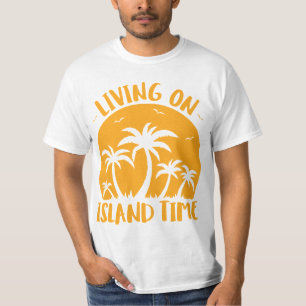 Leben auf der Insel Zeit Palmen und Sonnenuntergan T-Shirt