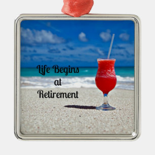 Leben beginnt bei der Pensionierung - Frostgetränk Ornament Aus Metall
