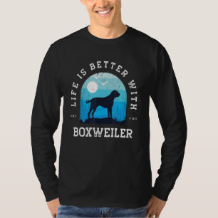 Leben besser Boxweiler Vintage Blau Hund Mama Papa T-Shirt