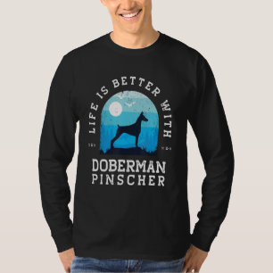 Leben besser Dobermann Pinscher Vintage Blau Hunde T-Shirt