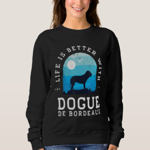 Leben besser Dogue De Bordeaux Vintage Blue Hundem Sweatshirt