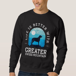 Leben Besser Größerer Schweizer Berg Vintage Blau Sweatshirt