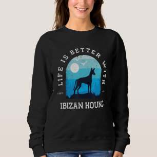 Leben besser Ibizan Hound Vintage Blau Hund Mama P Sweatshirt