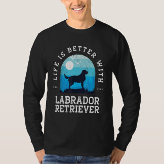 Leben besser Labrador Retriever Vintage Blau Hund  T-Shirt