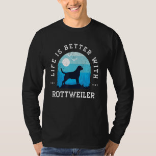 Leben besser Rottweiler Rottie Vintage Blau Hundem T-Shirt