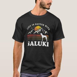 Leben besser Saluki Vintage Hundemama Vater T-Shirt