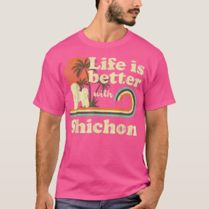 Leben besser Shichon Vintage Hundemama Vater T-Shirt
