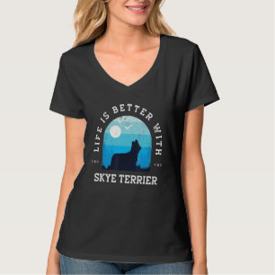 Leben besser Skye Terrier Vintage Blau Hund Mama P T-Shirt