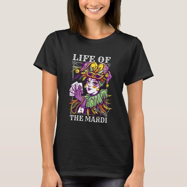 Leben der Mardi Gras Outfit Beads Party Co T-Shirt (Vorderseite)