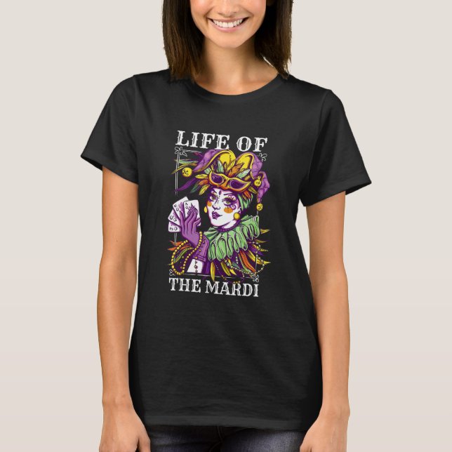 Leben der Mardi Gras Outfit Beads Party Co T-Shirt (Vorderseite)