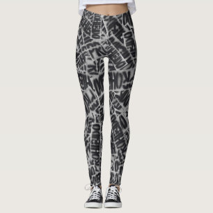 Leben der Rebellen: Typografie, Schwarz-Weiß-Muste Leggings