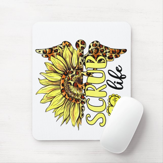 Leben der Scrub Life Krankenschwester Sonnenblumen Mousepad (Mit Mouse)