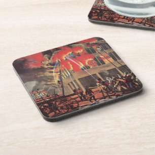 Leben eines Feuerwehrmanns, Feuerbrand für Vintage Getränkeuntersetzer