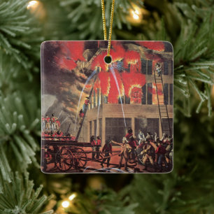 Leben eines Feuerwehrmanns, Vintage-Feuerwehrmänne Keramikornament