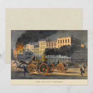 Leben eines Feuerwehrmanns Vintage-Lithographie au Karte