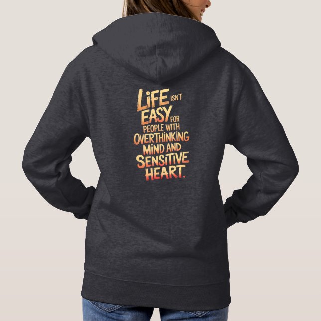 Leben eines Overthinkers und sensibles Herzdesign Hoodie (Rückseite)