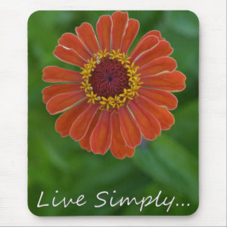 Leben einfach orange Zinnia-Blume mousepad