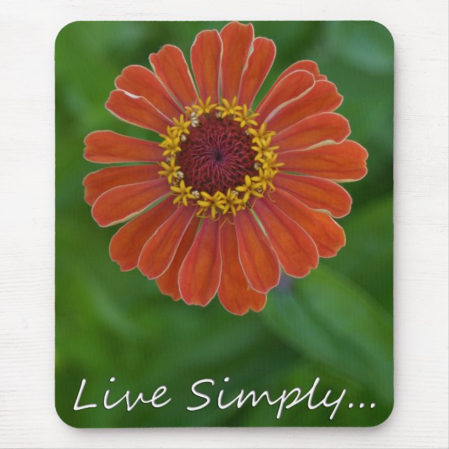 Leben einfach orange Zinnia-Blume mousepad (Vorne)
