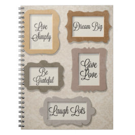 Leben einfach, träumen groß, dankbar sein, Live-Li Notizblock
