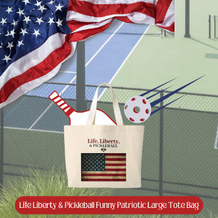 Leben Freiheit & Pickleball Lustig Patriotisch Jumbo Stoffbeutel