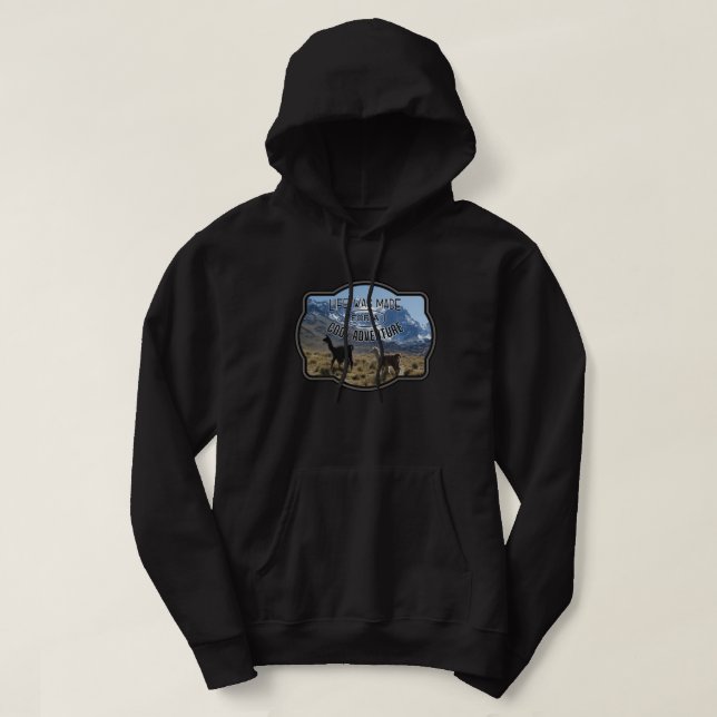 Leben für ein Cooles Abenteuer - Lama Zitat Hoodie (Design vorne)