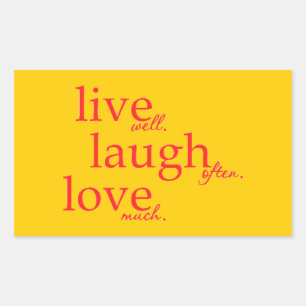 LEBEN GUT LAUGH OFTEN LIEBE VIEL MOTTOS QUOTEN COM RECHTECKIGER AUFKLEBER