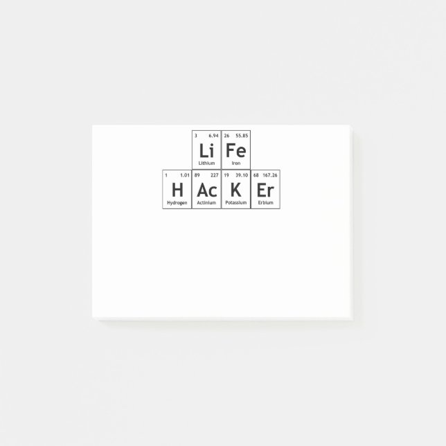 Leben-Hacker-Chemie-Element-Periodensystem-Wort Post-it Klebezettel (Vorderseite)