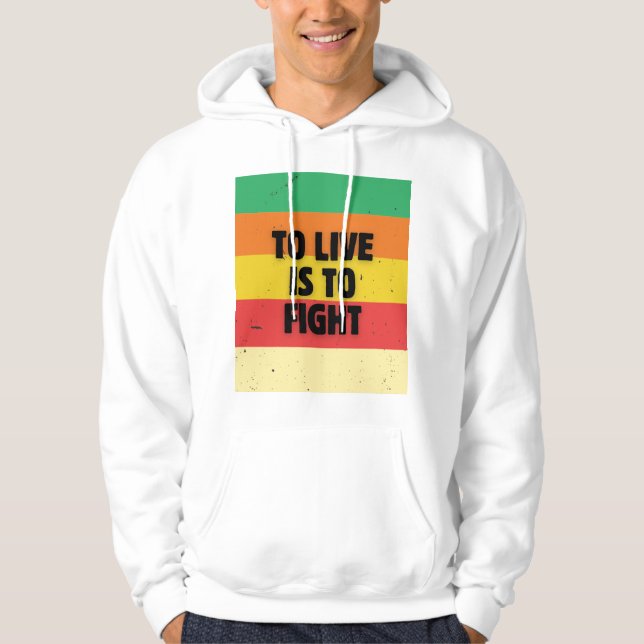 Leben heißt kämpfen - Retro Streifen Inspiration Hoodie (Vorderseite)