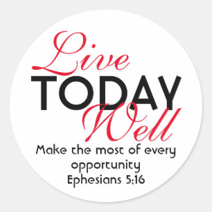 LEBEN HEUTE GUT Motivierend Schrift Ephesianer Runder Aufkleber