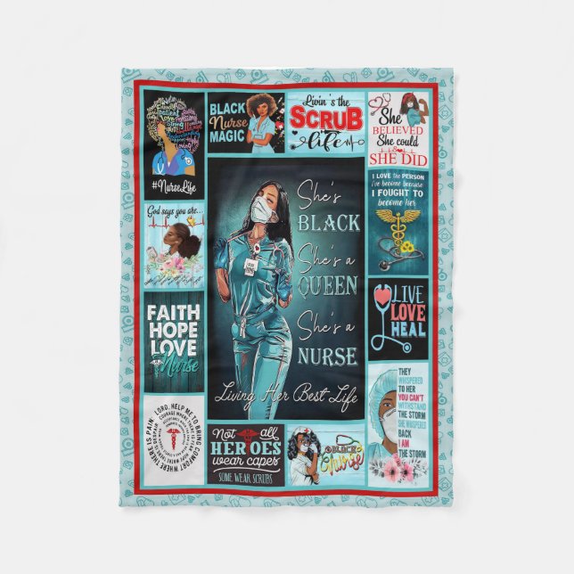 Leben ihr bestes Leben Black Queen Nurse Fleecedecke (Vorderseite)