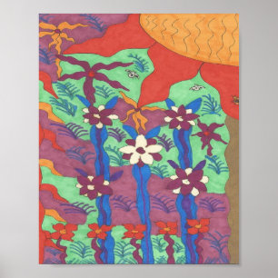 Leben im Garten Abstrakter Kunstposter Druck Poster